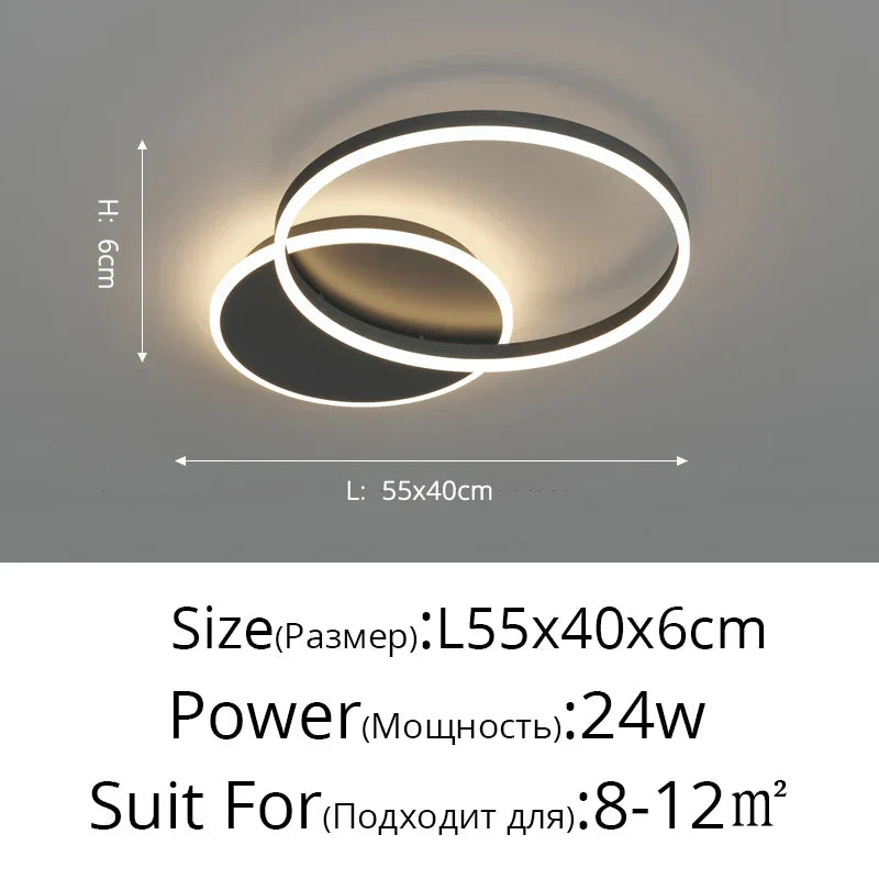 DecorBites™ LED Chandelier: Modern Living Study Bedroom Lamps, Round Rings Foyer Chandeliers Luminaire