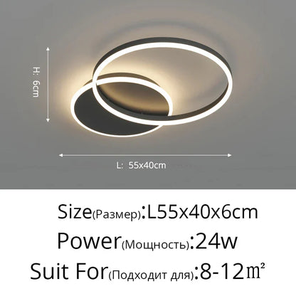 DecorBites™ LED Chandelier: Modern Living Study Bedroom Lamps, Round Rings Foyer Chandeliers Luminaire