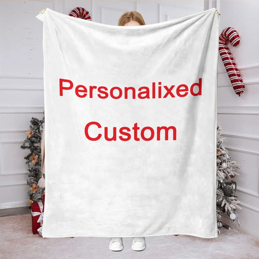 1 Piece of Custom Personalized Blanket with Image Upload DIY Flannel Blanket - Customize with Warm Photos, Soft and Warm, Suitable for Sofa, Bed, Office, Car, and Outdoor Travel - Perfect for All Seasons, Halloween, Thanksgiv