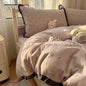 DecorBites™ Lace Duvet Cover Bedding Set 4Pcs French Washed Cotton for Single Double Bed