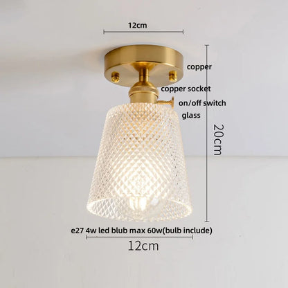 DecorBites™ Glass LED Ceiling Light for Living Room, Modern Copper Canopy, Nordic Style Fixtures