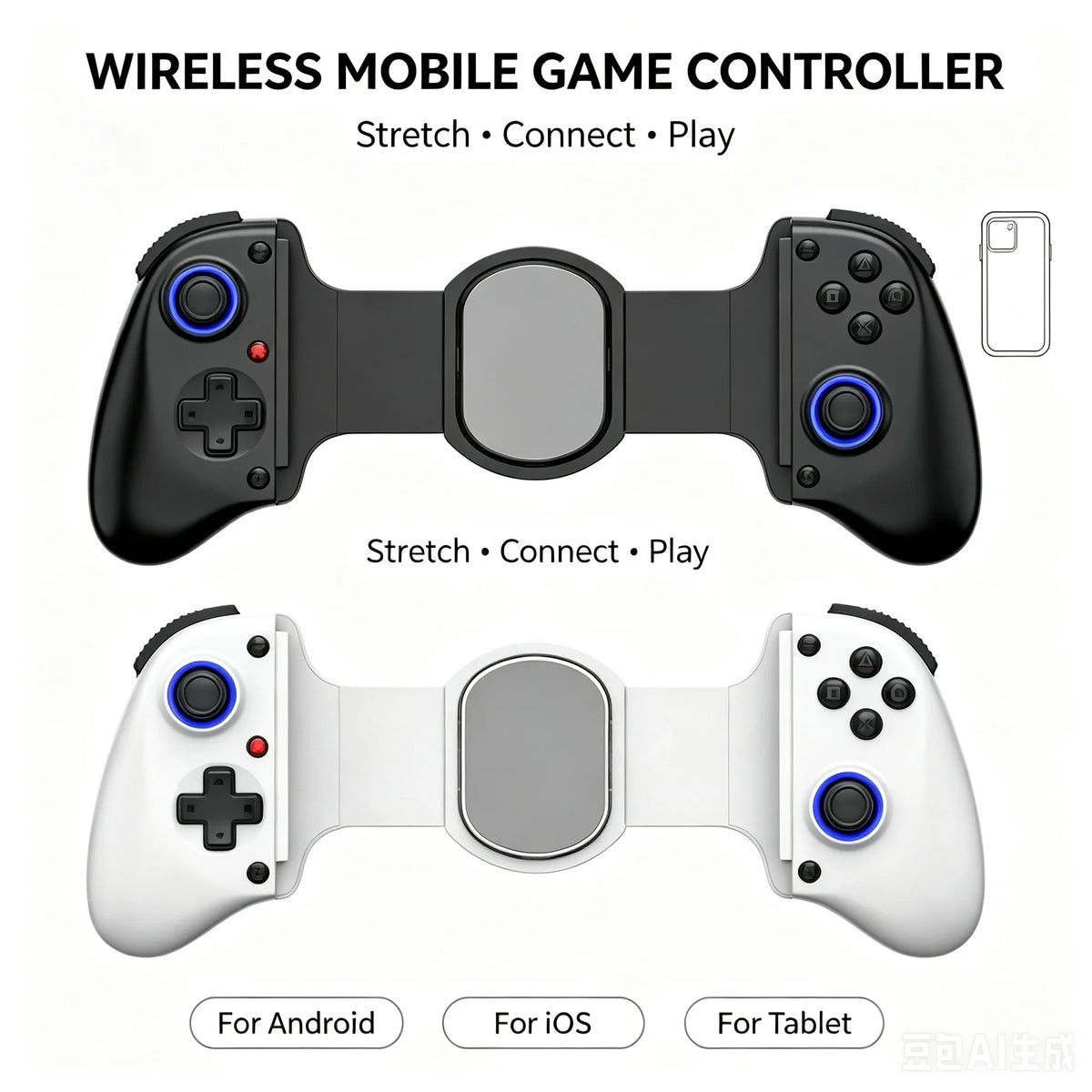 Bluetooth Mobile Game Controller for Switch/iOS/Android/Tablets Wireless Gamepad- Hall Effect D11 Telescopic Joysticks for PC