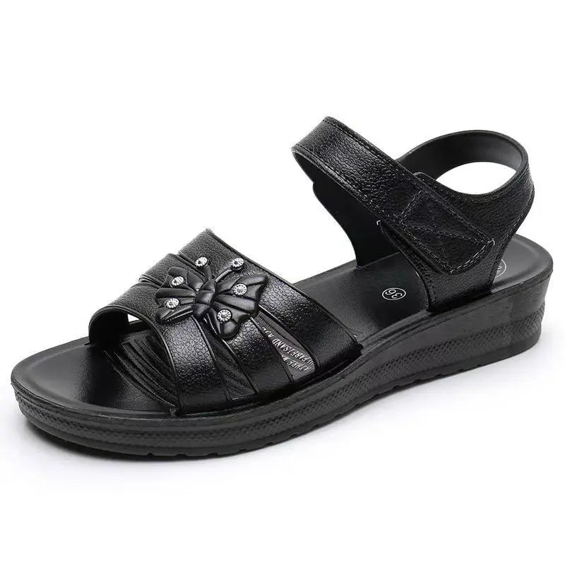 New Women's Summer Open Toe Hollow Flat Sole Sandal Soft Sole Non Slip