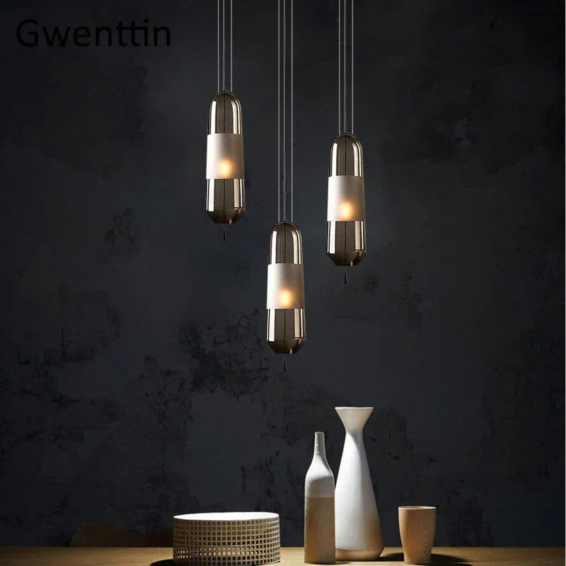 DecorBites™ Glass Pendant Lights for Dining Room Bedroom, LED Industrial Hanging Lamp, Modern Home Decor