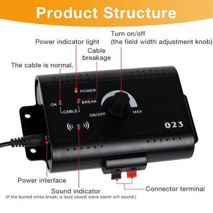 1.2 Acres Electronic Pet Fence System Adjustable Control Range Dog Fencing Dog Training Collar Electric Dog Sound Shocked Collar