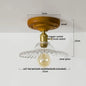 DecorBites™ Green Glass LED Ceiling Lamp Nordic Wood Copper Ceiling Lights