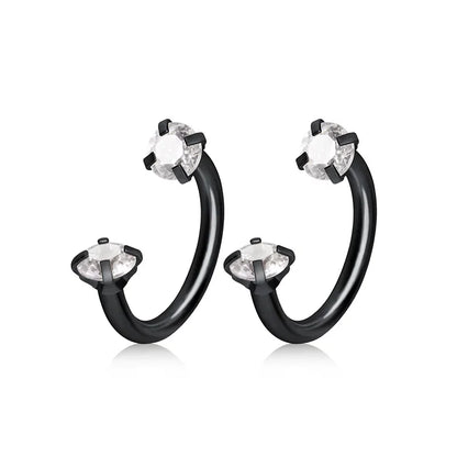 2pcs Stainless Steel Crystal CZ Tragus Piercing Helix Studs Earrings
