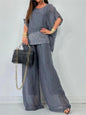 New Autumn Collection Chiffon Round Neck Five Quarter Sleeve Short