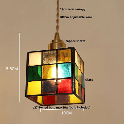 DecorBites™ Glass LED Pendant Lamp Tiffany Style Hand Stitch Dining Room Light