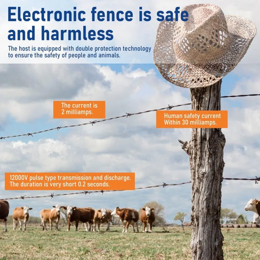 A69edigital 12KV Electric Fence ,Waterproof, Electric Fence Kit For Farm Animals, Poultry, Ranches And Gardens EU Plug