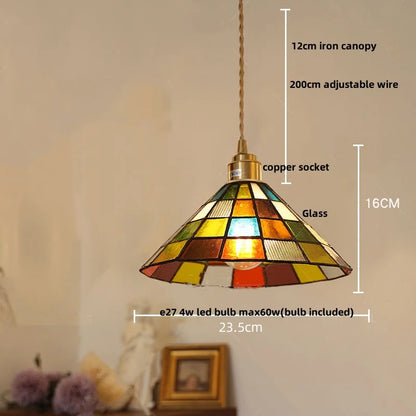 DecorBites™ Glass LED Pendant Lamp Tiffany Style Hand Stitch Dining Room Light