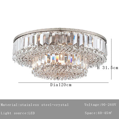 DecorBites™ Large Crystal Chandelier Chrome Hanging Lamp for Dining Room Decor