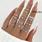 23pcs Fashion Knuckle Rings Set for Women Crystal Star Moon Eye Wave