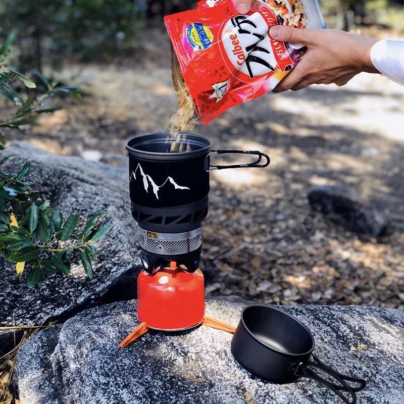 Camping Cooking Set Stove Pot Pan Cookware Outdoor Propane Cooking