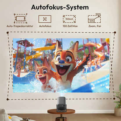 XGODY 4K Projector 450ANSI Android 11 Beamer Autofocus & Keystone 1080P 360° Rotation Wifi6 BT5.2 Portable Movie Outdoor Airmous