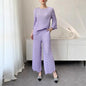 Spring New Women Handmade Pleated Pants Set Comfortable Casual Seven