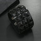 18 Color Punk Hip-Hop Three Rows of Square Rivets PU Leather Big Wide