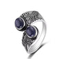 925 Vintage Silver Ring with Natural Moonstone 6*8mm Adjustable Rings