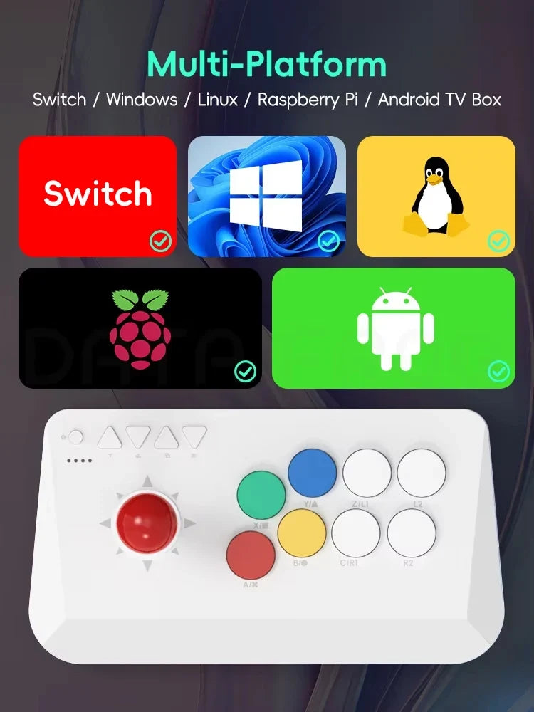 DATA FROG Y5A Arcade Console Joystick Suitable for Android iOS PC Switch Arcade Fight Stick Support 2.4G Wireless