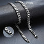 3-11mm Classic Cuban Chain Necklace for, Silver Black Gold Grey Color