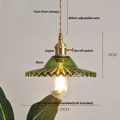 DecorBites™ Green Glass LED Pendant Light: Nordic Modern Hanging Lamp for Dining & Bedroom