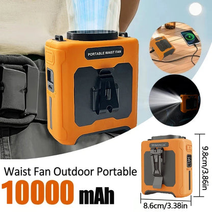 10000mah Portable Neck Fan Cooling Rechargeable Hands-Free Waist Clip