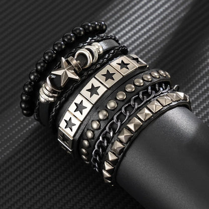 4pcs/set Gothic Punk Rock Square Rivet Bracelet Daily and Party Gothic