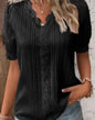 Plus Size Women's Shirt Blouse Yellow-green Violets White Plain Lace Short Sleeve Casual Basic V Neck Regular Pullover White Blo
