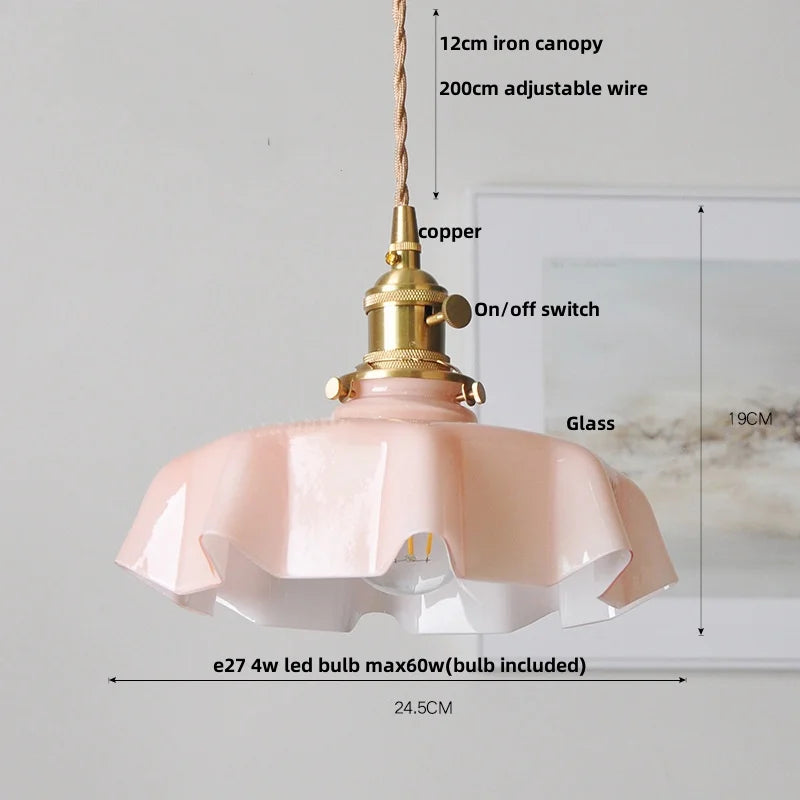 DecorBites™ Green Flower Glass Pendant Light - Modern Kitchen Bar Restaurant Hanging Lamp