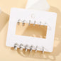 6pcs/set Stainless Steel Crystal Zirconia Hoop Earring for Women Metal