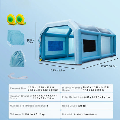SucceBuy Inflatable Paint Booth with Blowers Inflatable Spray Booth Powerful Spray BoothCar Paint Tent Air Filter System