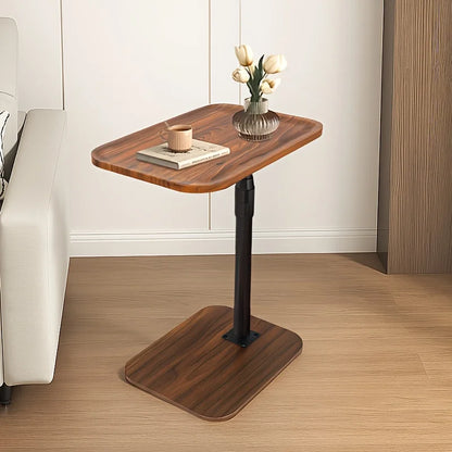 Adjustable Height Side Table, Wood Grain Sofa Couch End Table with