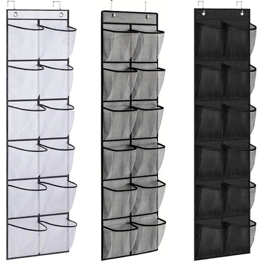 12 Pockets Over the Door Shoe Organizer Large Mesh Pockets with 2