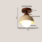 DecorBites™ Japan Style LED Ceiling Light Yellow Travertine Stone Wood Base Bedroom Luminaire