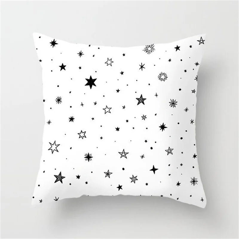 DecorBites™ Heart Stripe Pillow Cases | Black & White Polyester Cushion Covers