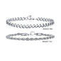 2pcs Men's Chain Bracelets, Stainless Steel Silver Gold Black Color