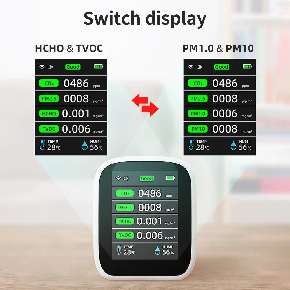 Portable WIFI Air Quality Tester APP Control PM2.5 CO2 Air Pollution Analyzer Temperature Humidity Test Meter Infrared Sensor