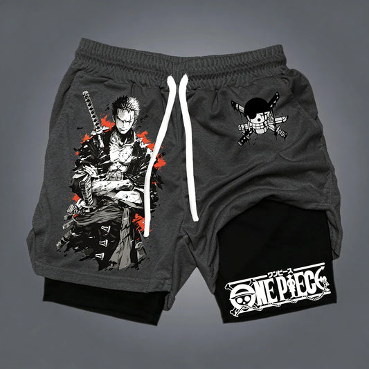 ONE PIECE Anime Roronoa Zoro Printed Sports Shorts 2026 Summer New Unisex Y2K Quick Drying Breathable 2-in-1 Beach Shorts