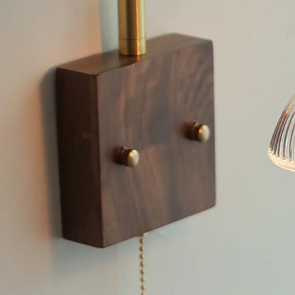 DecorBites™ Glass Pink LED Wall Lights Pull Chain Switch Rotatable Sconce Bedside Lamp