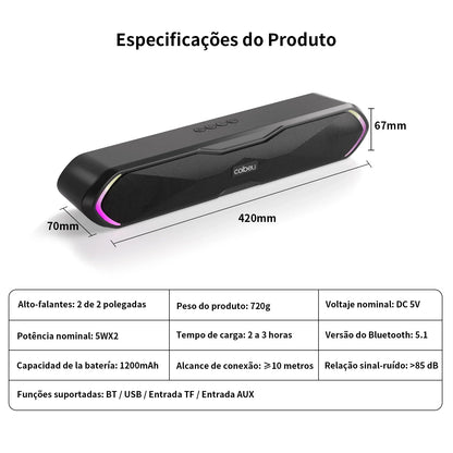 Portable Bluetooth Speaker for PC, Wireless Headphones with Music Playback and Phone Calling Functions