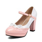 Women Shoes Sweet Candy Color Patent Leather Mary Jane Chunky Heel Ankle Strap Pumps Party Cosplay Uniform Paty Wedding Dress