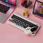 Mickey Bluetooth Wireless Keyboard and Mouse Set 84 Keys Cartoon Round Keycaps Mini Keyboard for Laptop Compute Gaming Office