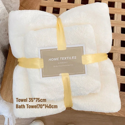 2PC Oversized Bath Towels Set Super Soft Highly Absorbent Quick-drying Coral Velvet Bath Towel For Adults Hotel & Spa Use