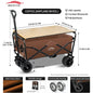 Heavy Duty Foldable Camping Wagon with Wooden Table Board All-Terrain Wheels Collapsible Utility Cart Large Capacity Portable