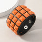 18 Color Punk Hip-Hop Three Rows of Square Rivets PU Leather Big Wide