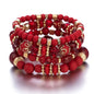 4pcs Boho Crystal Beads Chain Bracelet Set for Women Vintage Heart