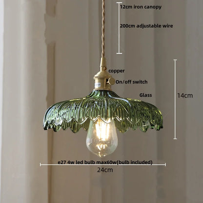 DecorBites™ Green Glass LED Pendant Light | Nordic Modern Copper Knob Switch Hanging Fixture