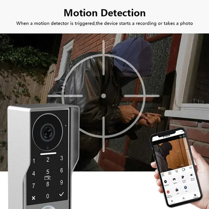 ANJIELO 2-Wire Video Door Phone with TUYA App IC Card PIN Unlock 24 IP Camera Support Smart Video Intercom System for Home 1080P