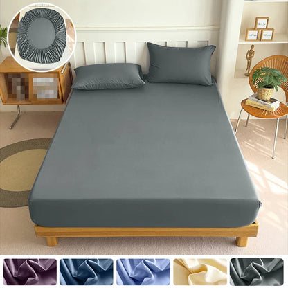 90/120/150/180x200 Fitted Bed Sheet with Elastic Band Solid Color