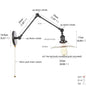 DecorBites™ Industrial Loft Swing Arm Wall Sconce Clear Glass Pull Chain Switch Bedside Lamp